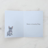 Niedlich Blue Grey French Bulldog Puppy Card Karte (Innenseite)