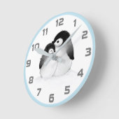 Niedlich Blue Grey Pinguine Wall Clock Runde Wanduhr (Winkel)