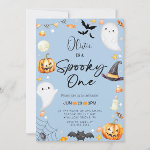 Niedlich Blue Halloween Ghost 1. Junge Geburtstag Einladung