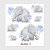 Niedlich Blue Heart Balloons Baby Elephants Aufkleber (Blatt)