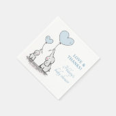 Niedlich Blue Heart Balloons Boy Elephant Baby Dus Serviette (Ecke)