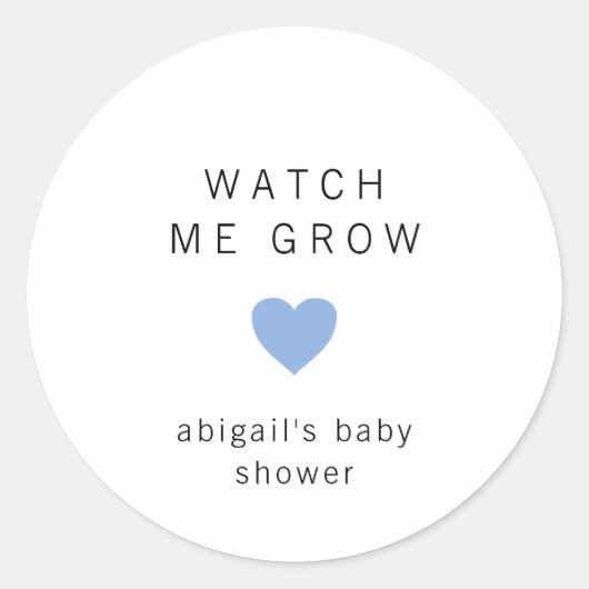 Niedlich Blue Heart Moderne Babydusche Runder Aufkleber (Vorderseite)