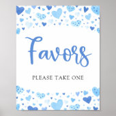 Niedlich Blue Hearts Valentine Baby Shower Favorit Poster (Vorne)