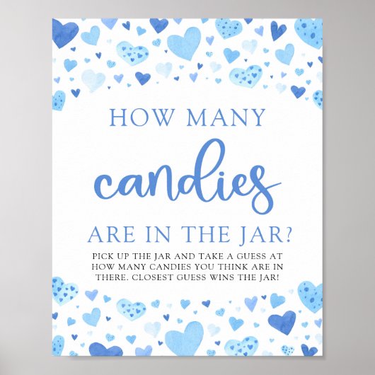 Niedlich Blue Hearts Valentine Wie viele Candies G Poster (Vorne)