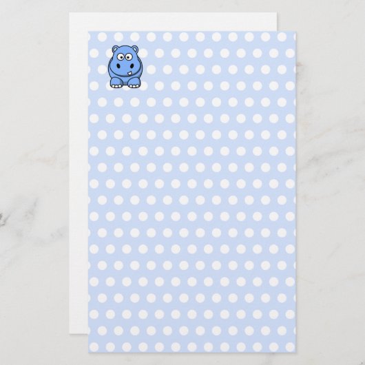 Niedlich Blue Hippo Briefpapier (Vorne/Hinten)