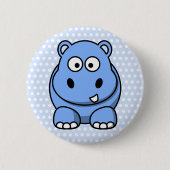 Niedlich Blue Hippo Button (Vorderseite)