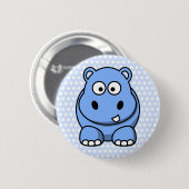 Niedlich Blue Hippo Button (Vorne & Hinten)