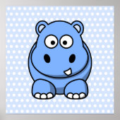 Niedlich Blue Hippo Poster (Vorne)