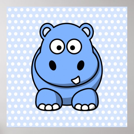 Niedlich Blue Hippo Poster (Vorne)