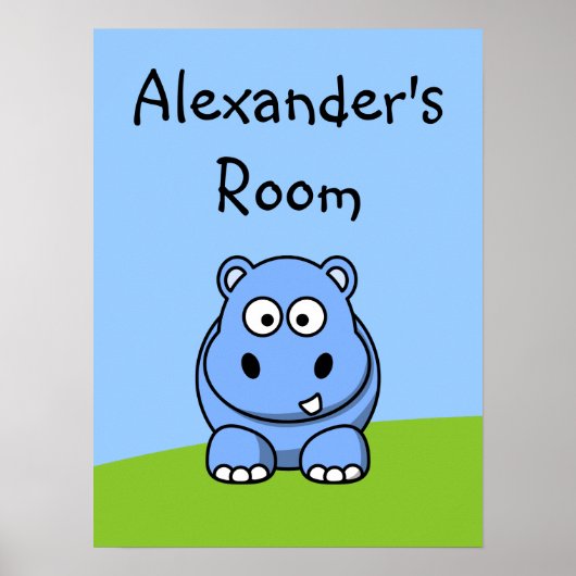 Niedlich Blue Hippo Poster (Vorne)