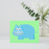 Niedlich Blue Hippo Postkarte (Stehend Vorderseite)