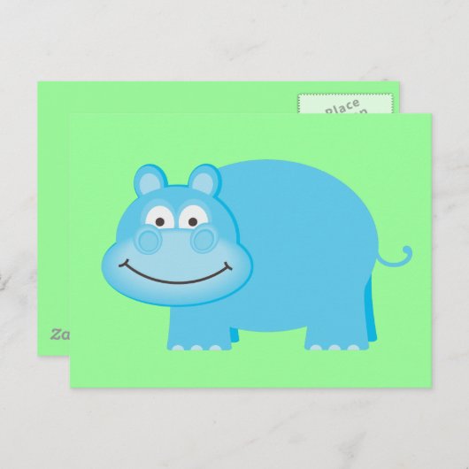 Niedlich Blue Hippo Postkarte (Vorne/Hinten)