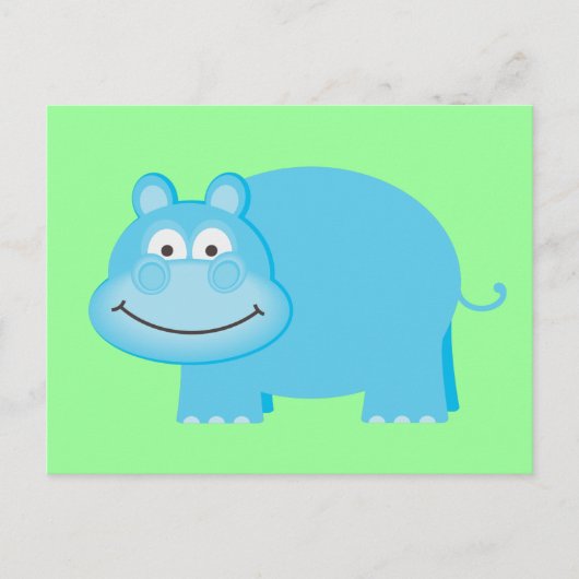 Niedlich Blue Hippo Postkarte (Vorderseite)