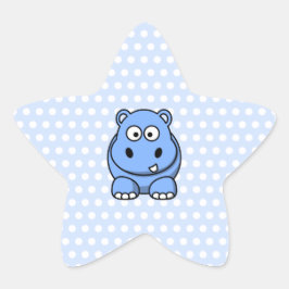 Niedlich Blue Hippo Stern-Aufkleber