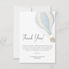 Niedlich Blue Hot Air Ballon Boy Babydusche Dankeskarte