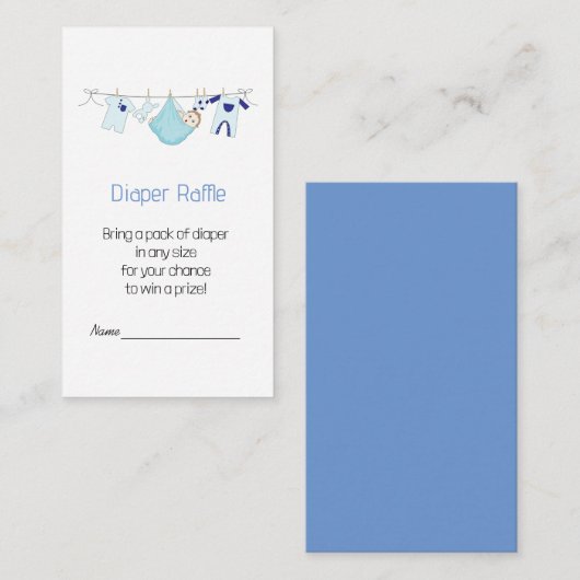 Niedlich Blue Illustration Diaper Raffle Begleitkarte (Vorne/Hinten)