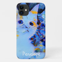 Niedlich Blue Impressionist Kitten Art mit Ihrem N