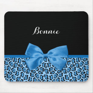 Niedlich Blue Jaguar Print Bright Blue Ribbon und Mousepad