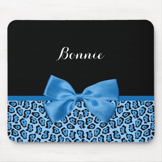 Niedlich Blue Jaguar Print Bright Blue Ribbon und  Mousepad (Vorne)