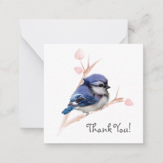 Niedlich Blue Jay Bird Danke Notizkarte Mitteilungskarte (Vorderseite)