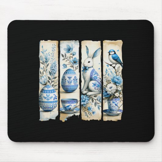 Niedlich Blue Jay Osterfest Bunny Egs Blume zerris Mousepad (Vorne)