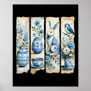 Niedlich Blue Jay Osterfest Bunny Egs Blume zerris Poster