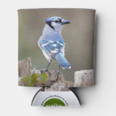 Niedlich Blue Jay Songbird auf Treestump Dosenkühler (Vorderseite)