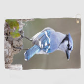 Niedlich Blue Jay Songbird auf Treestump Golfhandtuch (Horizontal)