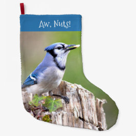 Niedlich Blue Jay Songbird auf Treestump Großer Weihnachtsstrumpf