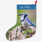 Niedlich Blue Jay Songbird auf Treestump Großer Weihnachtsstrumpf (Rückseite)