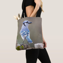Niedlich Blue Jay Songbird auf Treestump Tasche