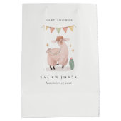 Niedlich Blue Kariert Cactus Boho Llama Baby Showe Mittlere Geschenktüte (Rückseite)