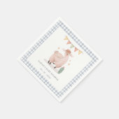 Niedlich Blue Kariert Cactus Boho Llama Baby Showe Serviette (Ecke)