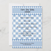 Niedlich Blue Karo Farm Boy Baby Shower Animes Einladung (Rückseite)