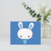 Niedlich Blue Kawaii Bunny Postkarte (Stehend Vorderseite)