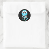 Niedlich Blue Kawaii Jellyfish Black Stickers (Tasche)