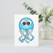 Niedlich Blue Kawaii Jellyfish Postkarte (Stehend Vorderseite)