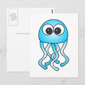 Niedlich Blue Kawaii Jellyfish Postkarte (Vorne/Hinten)