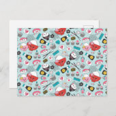 Niedlich Blue Kawaii Sushi Postkarte (Vorne/Hinten)
