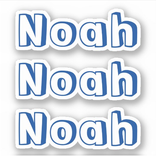 Niedlich Blue Kids Name Aufkleber (Vorderseite)