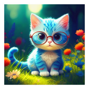 Niedlich Blue Kitten Tragebrille-276548 Fotodruck