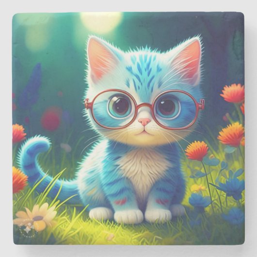 Niedlich Blue Kitten Tragebrille-276548 Steinuntersetzer (Vorderseite)