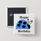 Niedlich Blue Ladybug Geburtstag Button (Vorne & Hinten)
