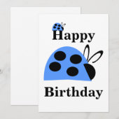 Niedlich Blue Ladybug Geburtstagskarte (Vorne/Hinten)