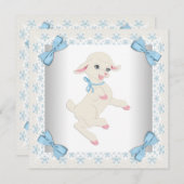 Niedlich Blue Lamb Baby Boy Dusche Einladung (Vorne/Hinten)