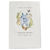 Niedlich Blue Leafy Foliage Boy Clothes Babydusche Mittlere Geschenktüte (Vorderseite)