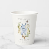 Niedlich Blue Leafy Foliage Boy Clothes Babydusche Pappbecher (Vorderseite)