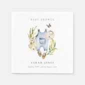 Niedlich Blue Leafy Foliage Boy Clothes Babydusche Serviette (Vorderseite)