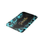 Niedlich Blue Leopard Print Badematte (Schrägansicht)