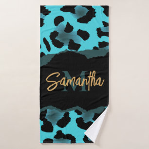 Niedlich Blue Leopard Print Badhandtuch Set